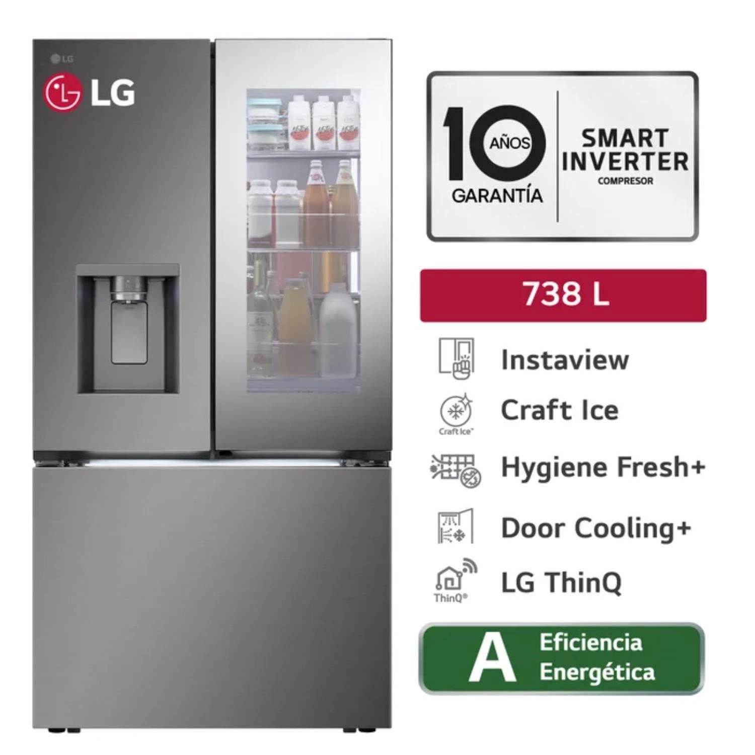 Refrigeradora LG 738LT InstaView GM89SXD Negro Acero
